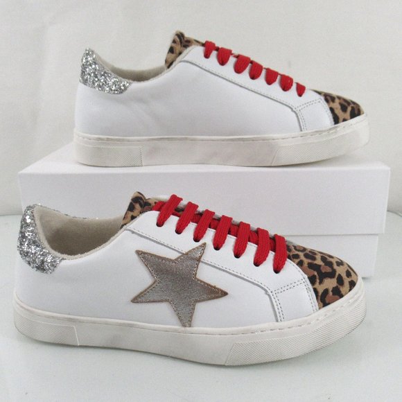 Steven By Steve Madden Shoes - Steven New York By Steve Madden Rubie Lace Up Star Sneaker White Leopard Size 7